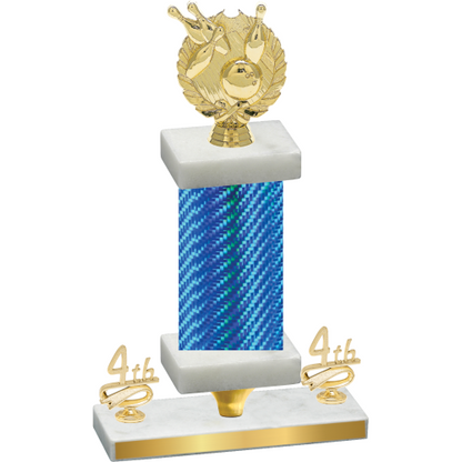 Premium Single Blue Carbon Fiber Fourth Place Bowling Trophy