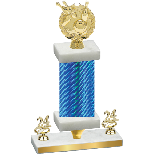 Premium Single Blue Carbon Fiber Year Bowling Trophy
