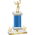 Premium Single Blue Carbon Fiber Third Place Volleyball Trophy