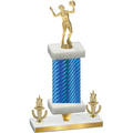 Premium Single Blue Carbon Fiber Victory Volleyball Trophy