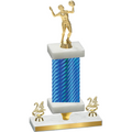 Premium Single Blue Carbon Fiber Year Volleyball Trophy