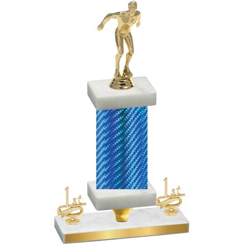 Premium Single Blue Carbon Fiber First Place Swimming Trophy