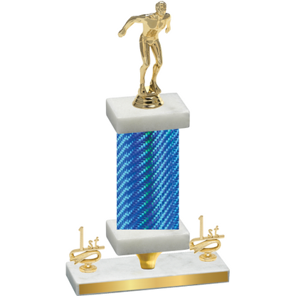Premium Single Blue Carbon Fiber First Place Swimming Trophy