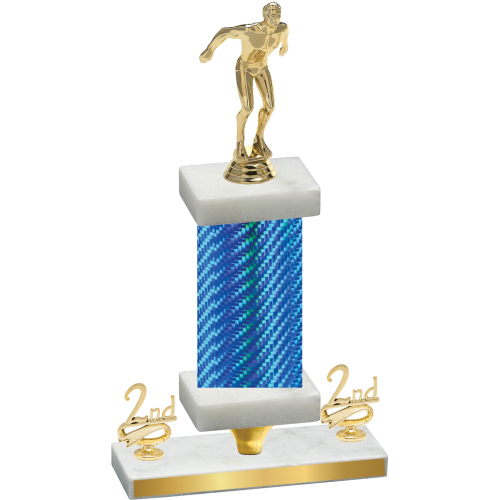 Premium Single Blue Carbon Fiber Second Place Swimming Trophy