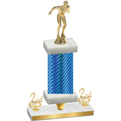 Premium Single Blue Carbon Fiber Second Place Swimming Trophy