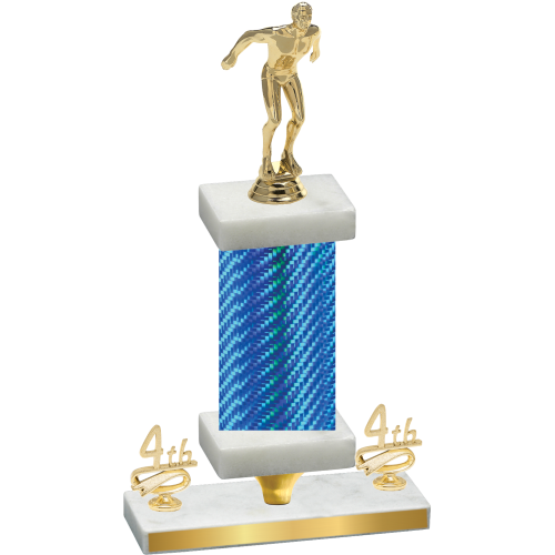 Premium Single Blue Carbon Fiber Fourth Place Swimming Trophy