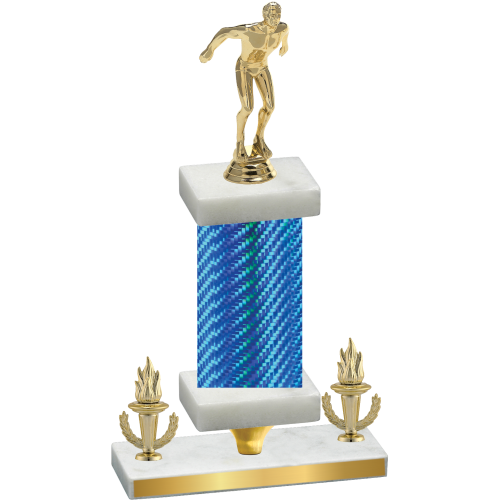 Premium Single Blue Carbon Fiber Victory Swimming Trophy