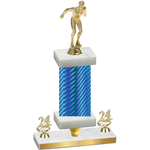 Premium Single Blue Carbon Fiber Year Swimming Trophy