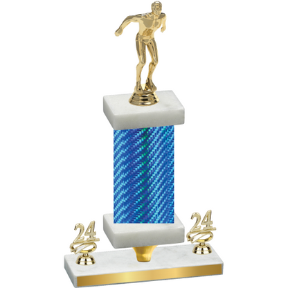 Premium Single Blue Carbon Fiber Year Swimming Trophy