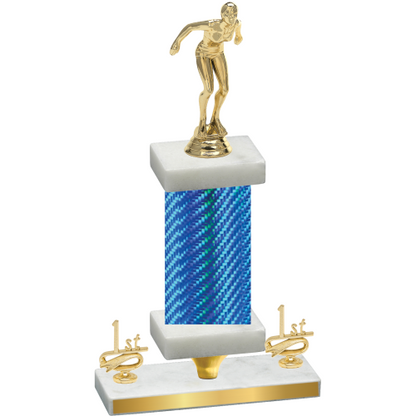 Premium Single Blue Carbon Fiber First Place Tennis Trophy
