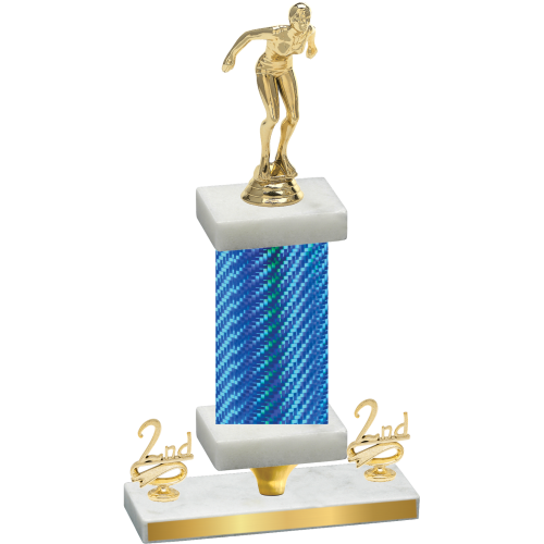 Premium Single Blue Carbon Fiber Second Place Tennis Trophy