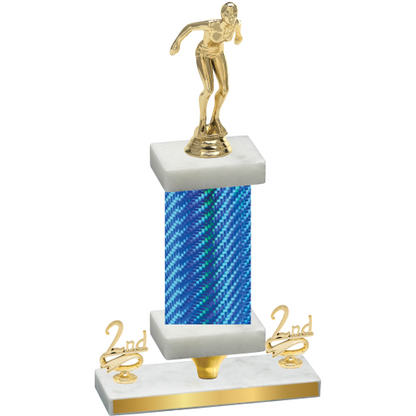 Premium Single Blue Carbon Fiber Second Place Tennis Trophy