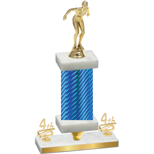 Premium Single Blue Carbon Fiber Fourth Place Tennis Trophy