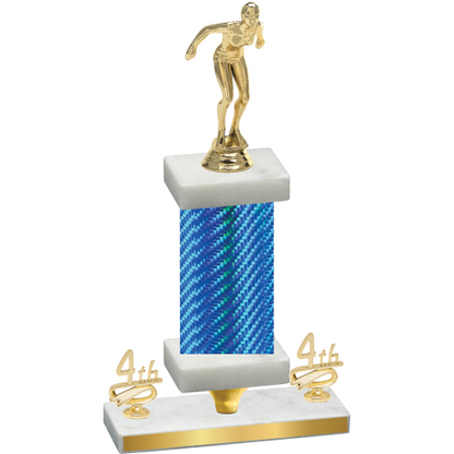 Premium Single Blue Carbon Fiber Fourth Place Tennis Trophy