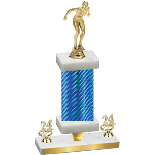 Premium Single Blue Carbon Fiber Year Tennis Trophy