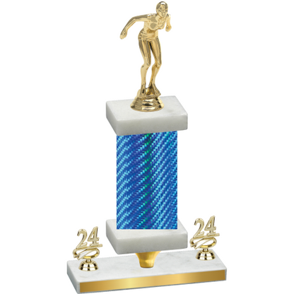 Premium Single Blue Carbon Fiber Year Tennis Trophy