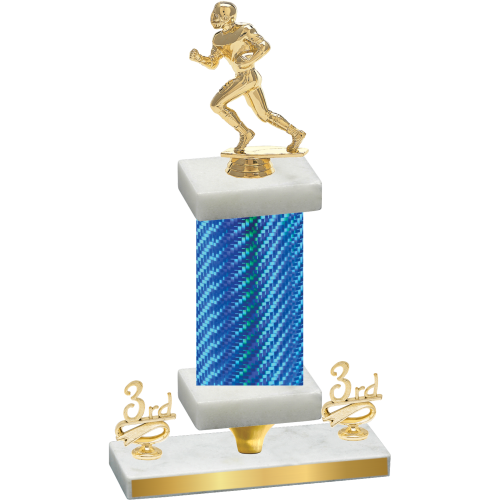 Premium Single Blue Carbon Fiber Third Place Football Trophy
