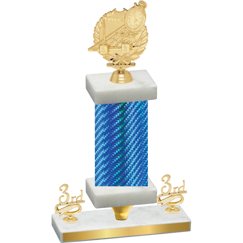 Premium Single Blue Carbon Fiber Third Place Swimming Trophy