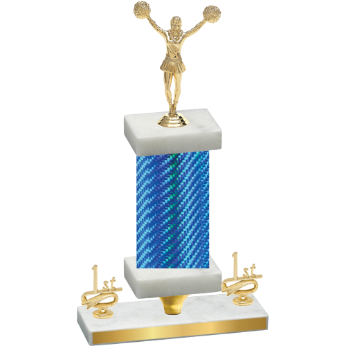 Premium Single Blue Carbon Fiber First Place Cheerleading Trophy