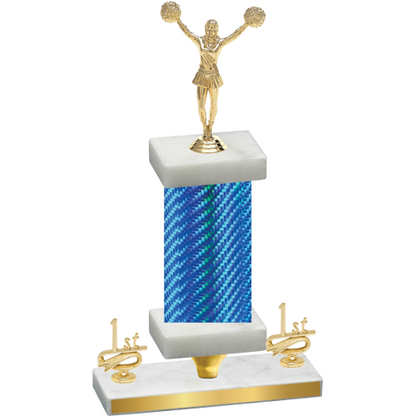 Premium Single Blue Carbon Fiber First Place Cheerleading Trophy
