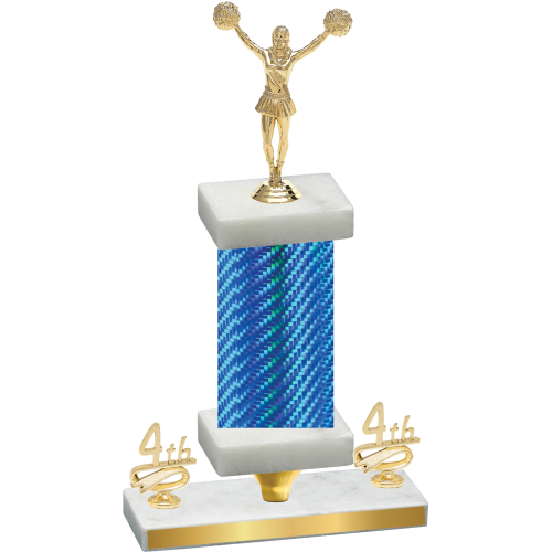 Premium Single Blue Carbon Fiber Fourth Place Cheerleading Trophy