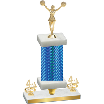 Premium Single Blue Carbon Fiber Fourth Place Cheerleading Trophy