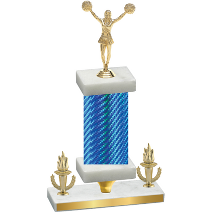 Premium Single Blue Carbon Fiber Victory Cheerleading Trophy