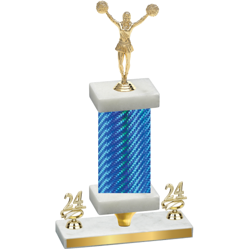 Premium Single Blue Carbon Fiber Year Cheerleading Trophy