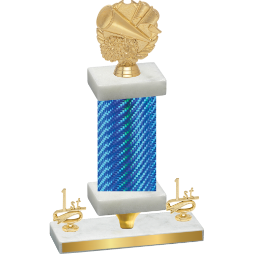 Premium Single Blue Carbon Fiber First Place Cheerleading Trophy