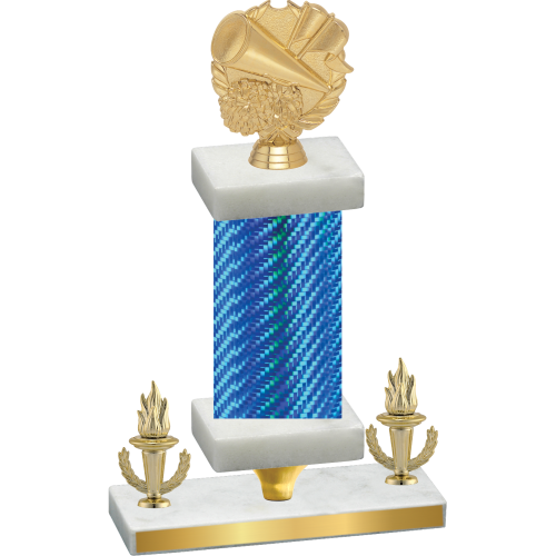 Premium Single Blue Carbon Fiber Victory Cheerleading Trophy
