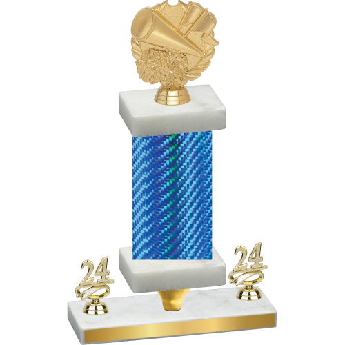 Premium Single Blue Carbon Fiber Year Cheerleading Trophy