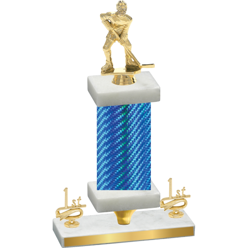 Premium Single Blue Carbon Fiber First Place Hockey Trophy