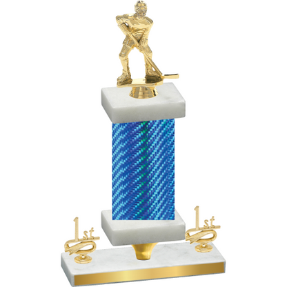 Premium Single Blue Carbon Fiber First Place Hockey Trophy