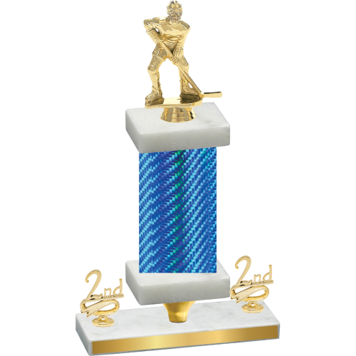 Premium Single Blue Carbon Fiber Second Place Hockey Trophy