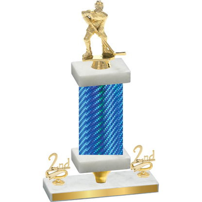 Premium Single Blue Carbon Fiber Second Place Hockey Trophy