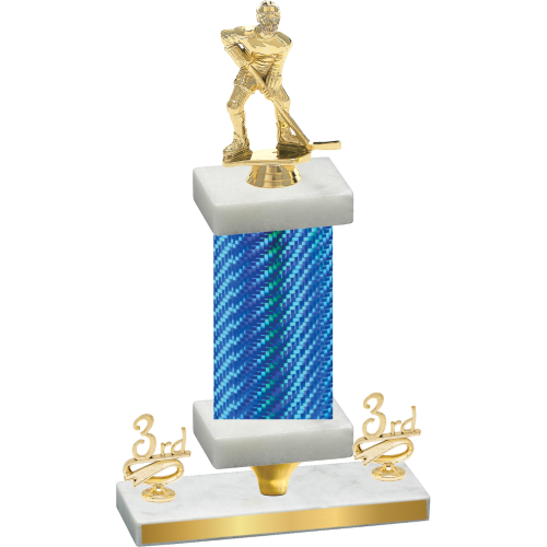 Premium Single Blue Carbon Fiber Third Place Hockey Trophy