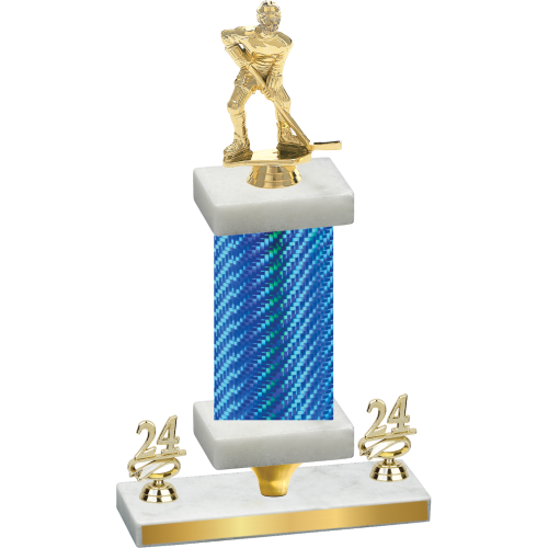 Premium Single Blue Carbon Fiber Year Hockey Trophy