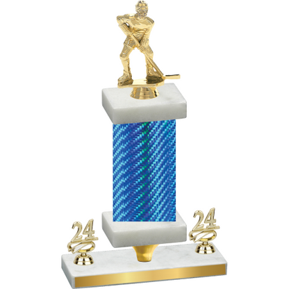 Premium Single Blue Carbon Fiber Year Hockey Trophy
