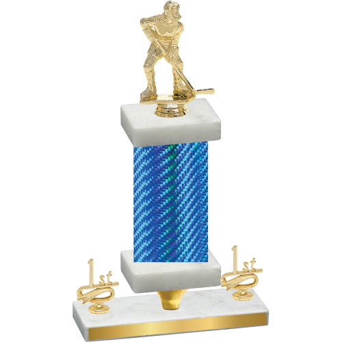 Premium Single Blue Carbon Fiber First Place Hockey Trophy