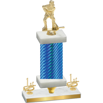 Premium Single Blue Carbon Fiber First Place Hockey Trophy