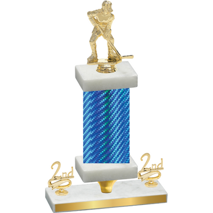 Premium Single Blue Carbon Fiber Second Place Hockey Trophy