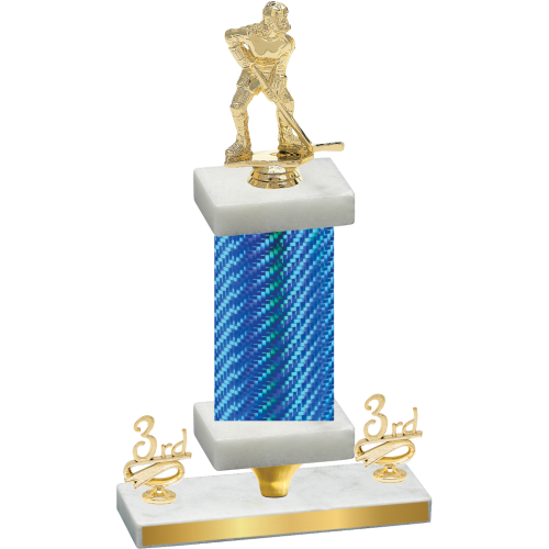 Premium Single Blue Carbon Fiber Third Place Hockey Trophy