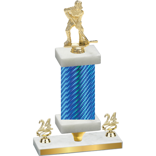 Premium Single Blue Carbon Fiber Year Hockey Trophy