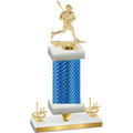 Premium Single Blue Carbon Fiber First Place Lacrosse Trophy