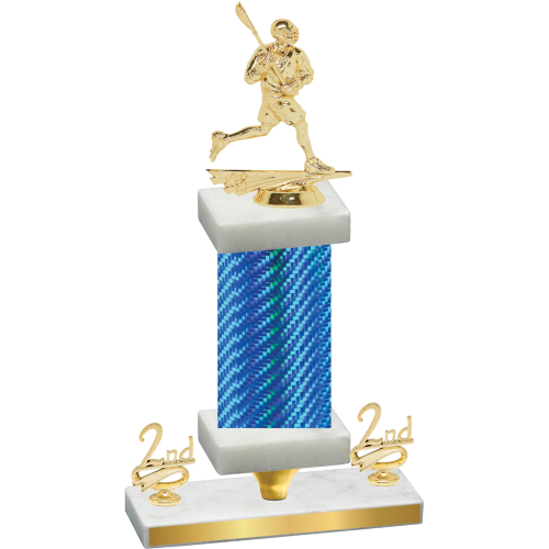 Premium Single Blue Carbon Fiber Second Place Lacrosse Trophy