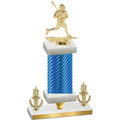 Premium Single Blue Carbon Fiber Victory Lacrosse Trophy