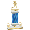 Premium Single Blue Carbon Fiber Second Place Lacrosse Trophy