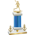 Premium Single Blue Carbon Fiber Victory Lacrosse Trophy