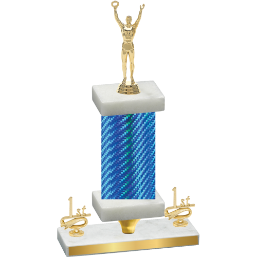 Premium Single Blue Carbon Fiber First Place Victory Trophy