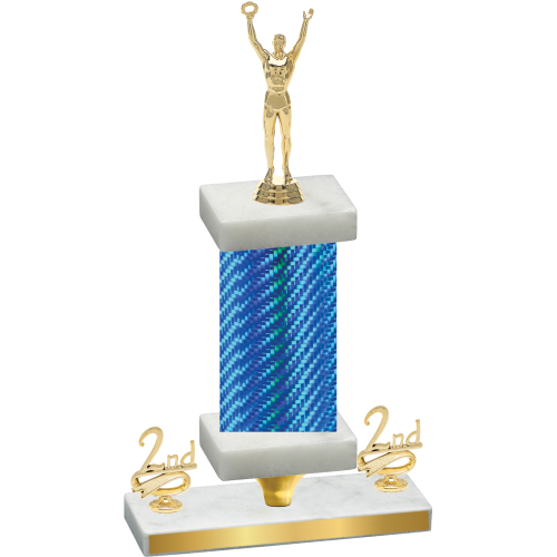 Premium Single Blue Carbon Fiber Second Place Victory Trophy